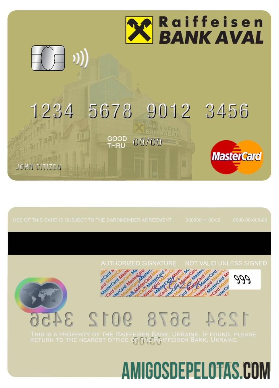 Ucrânia Raiffeisen Bank Mastercard exemplo